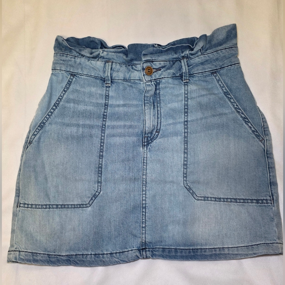 Free People Denim Paperbag Waist Denim Mini Skirt- Size 10